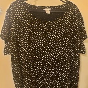 black and white polka dot top